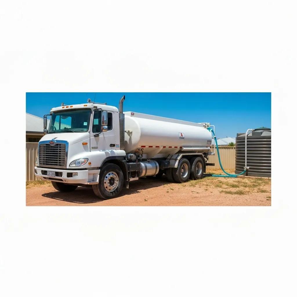 Bulk water delivery truck servicing a residential property in Golden Valley, AZ