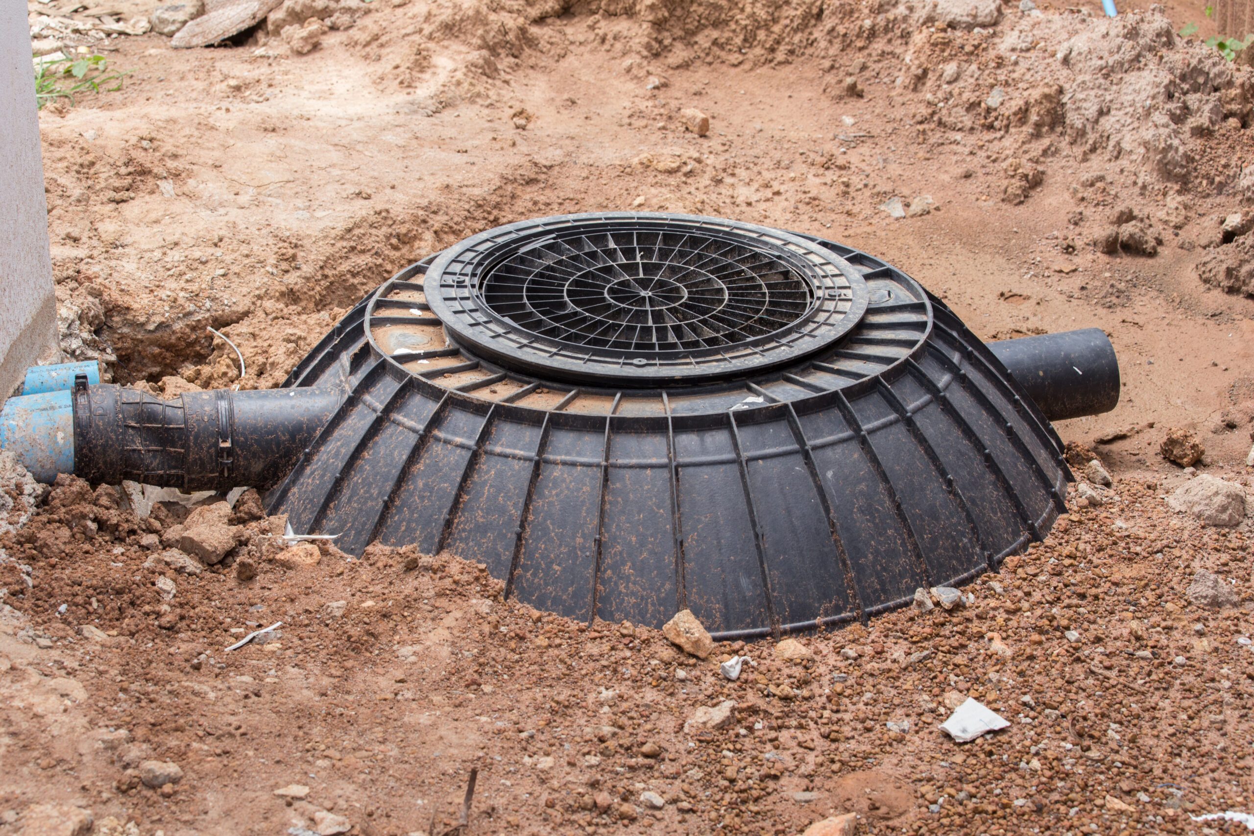 Waste treatment tank or septic tank install at private house